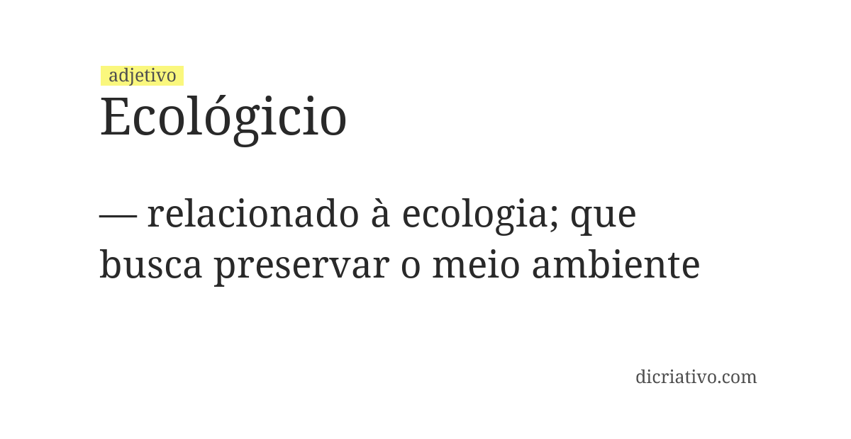 Significado de ecológicio