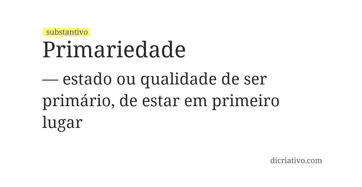 Significado de primariedade