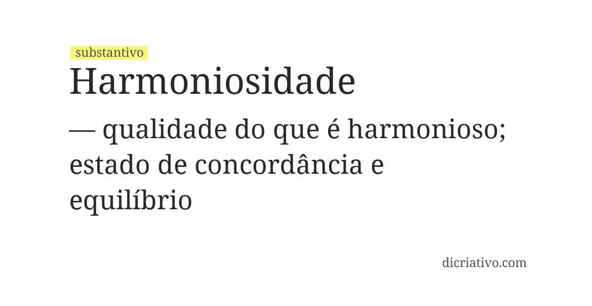 Significado de harmoniosidade