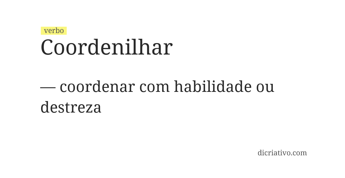 Significado de coordenilhar