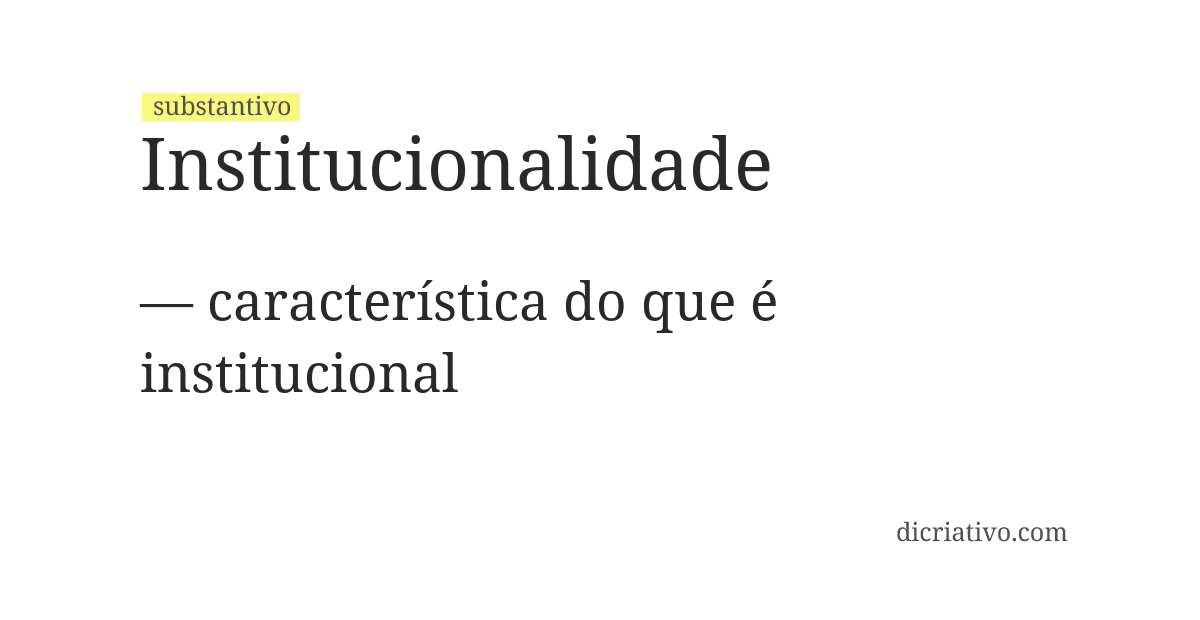 Significado de institucionalidade