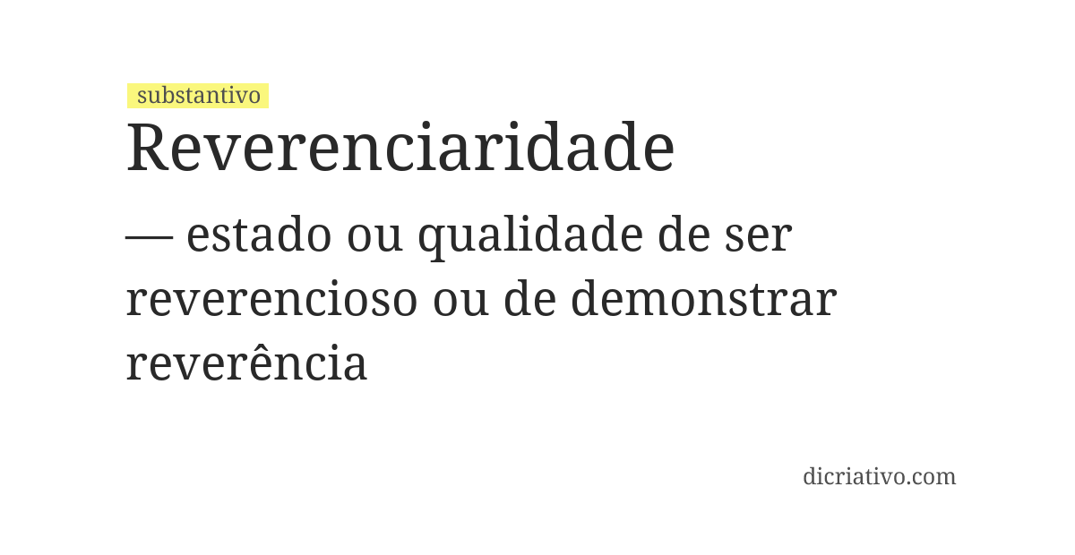 Significado de reverenciaridade