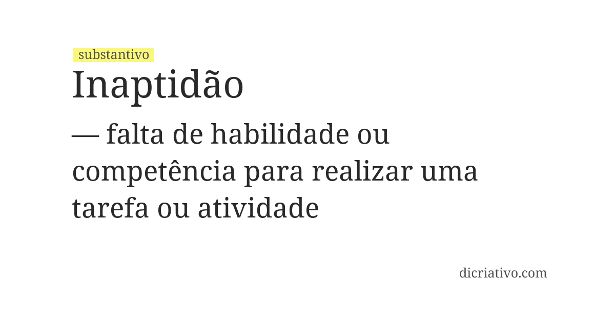 Significado de inaptidão