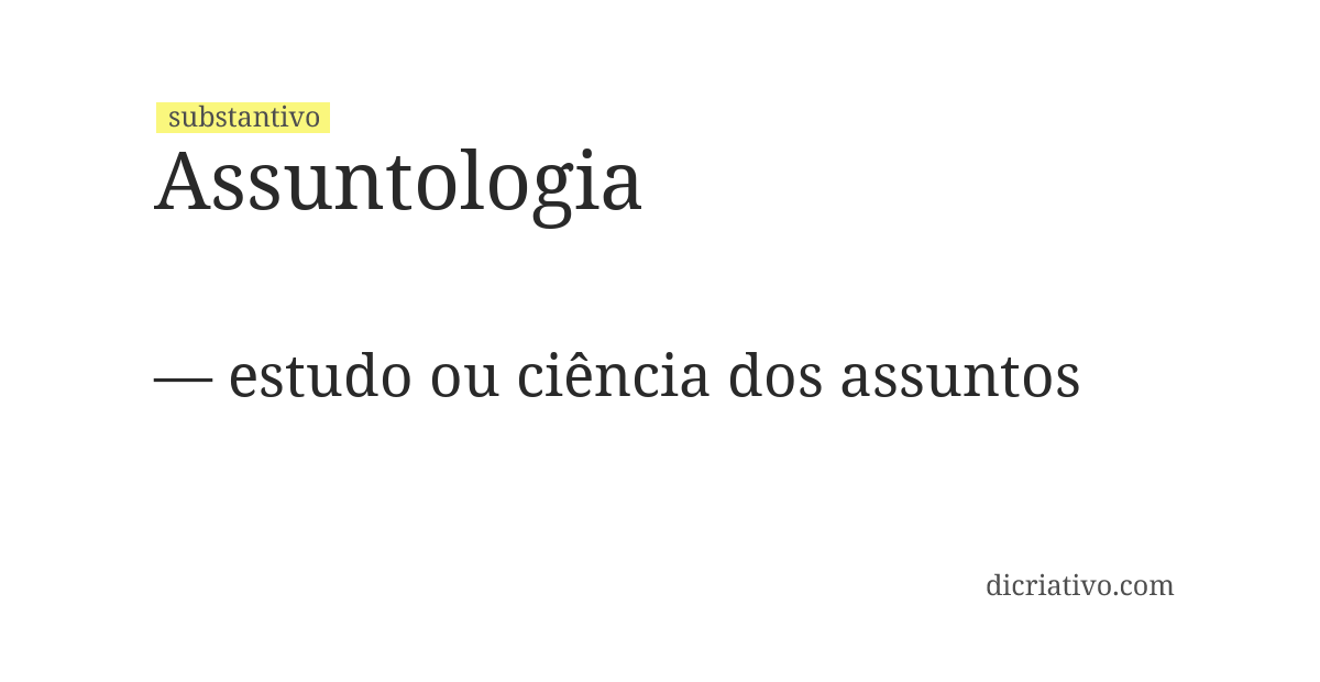 Significado de assuntologia