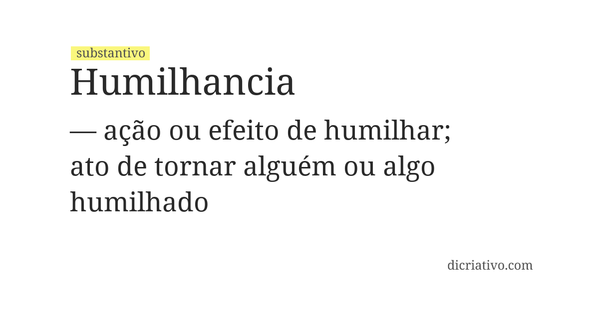 Significado de humilhancia