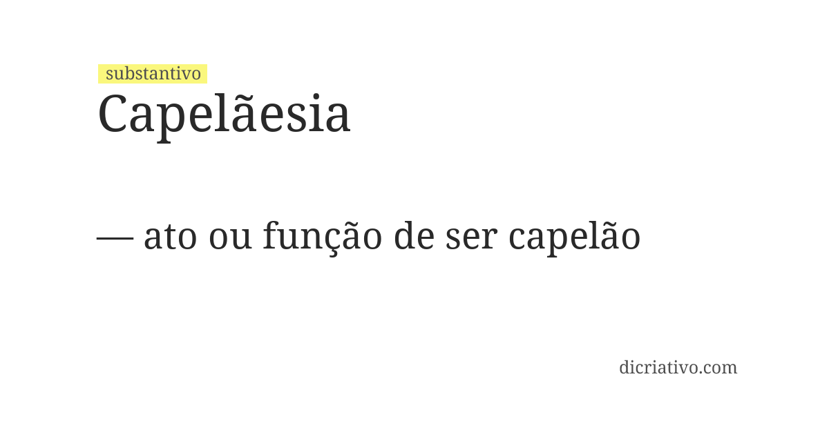 Significado de capelãesia