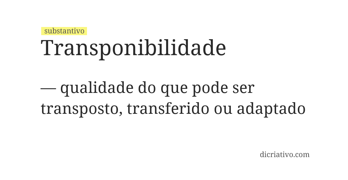 Significado de transponibilidade