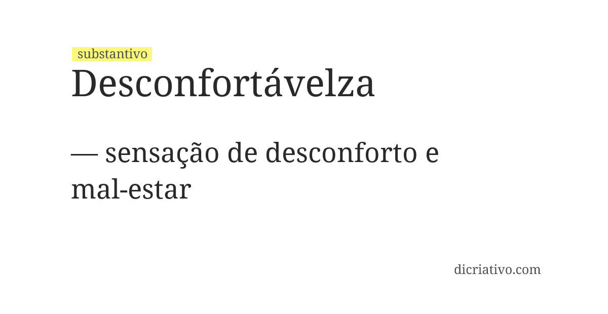 Significado de desconfortávelza