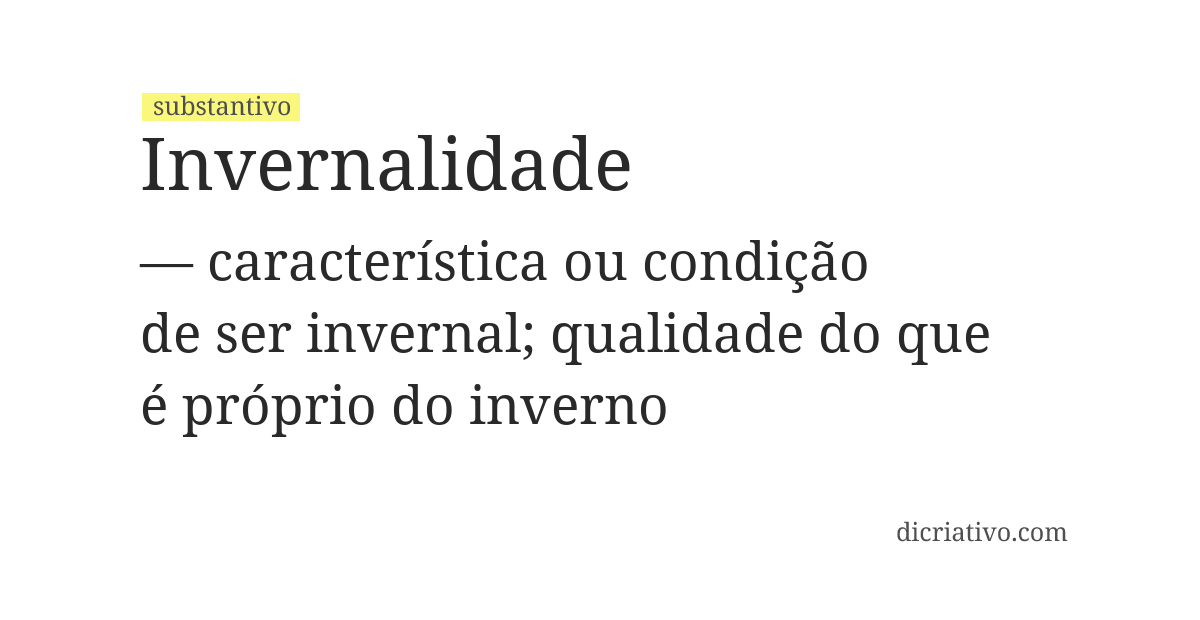 Significado de invernalidade