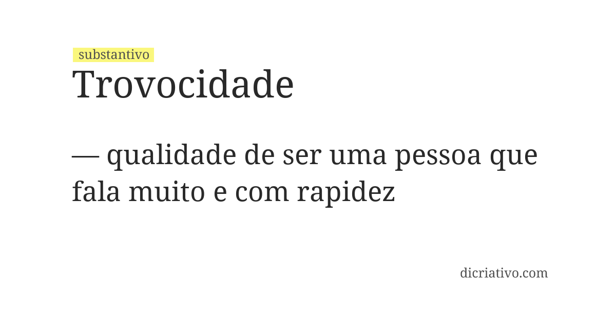 Significado de trovocidade