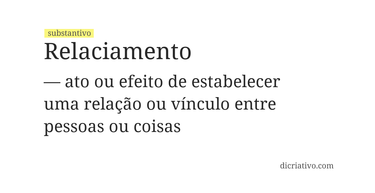 Significado de relaciamento