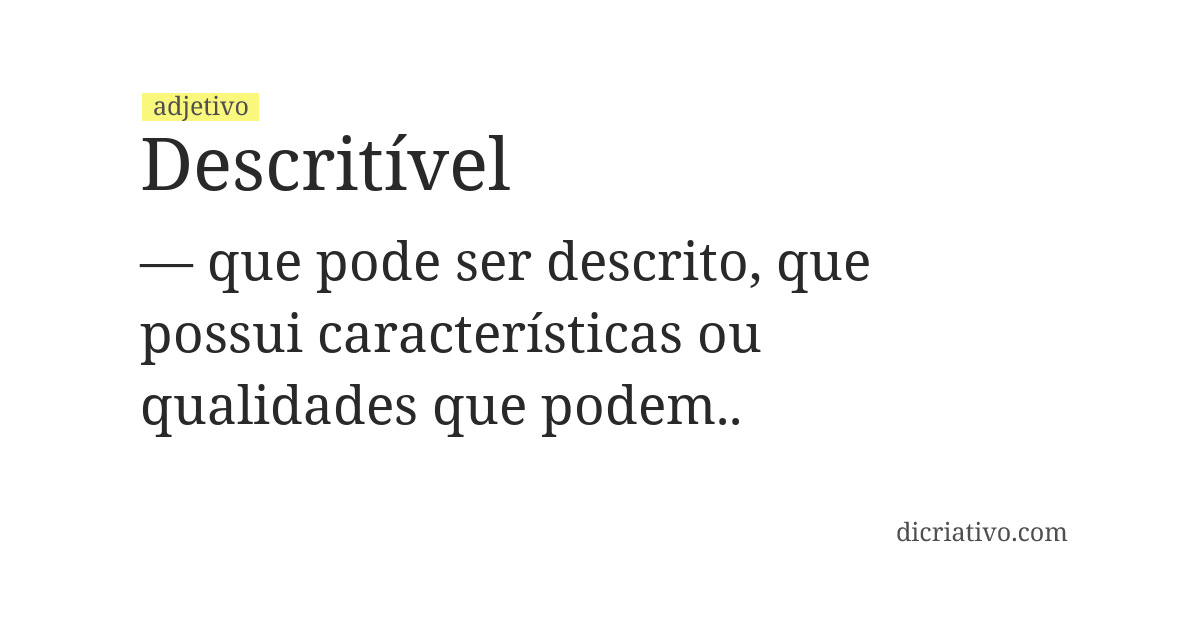 Significado de descritível