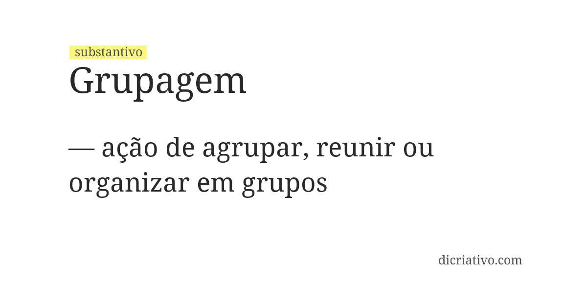 Significado de grupagem