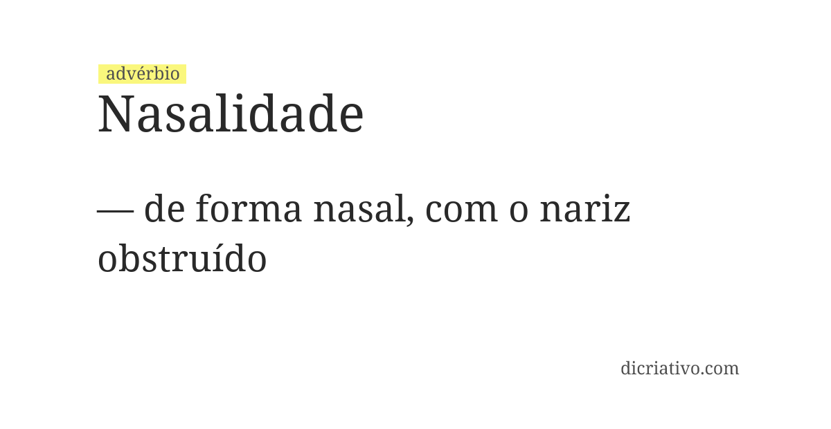 Significado de nasalidade