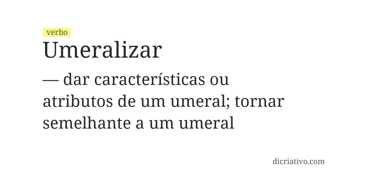 Significado de umeralizar