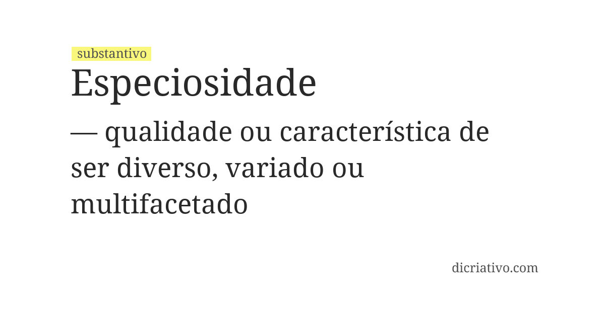 Significado de especiosidade
