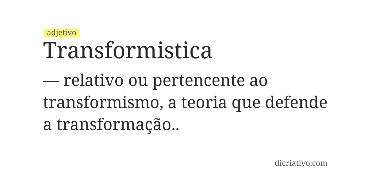 Significado de transformistica