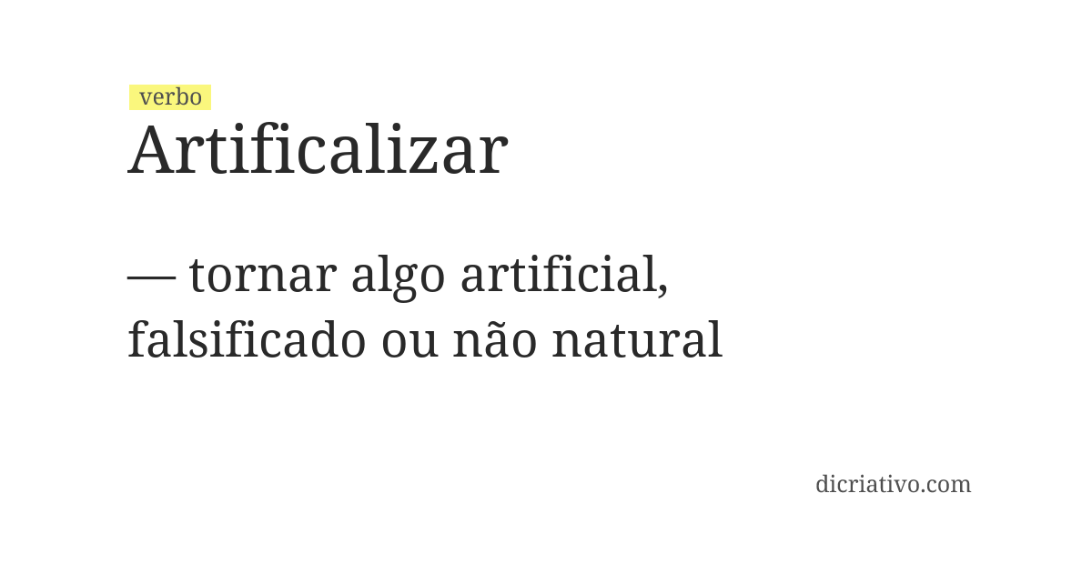 Significado de artificalizar