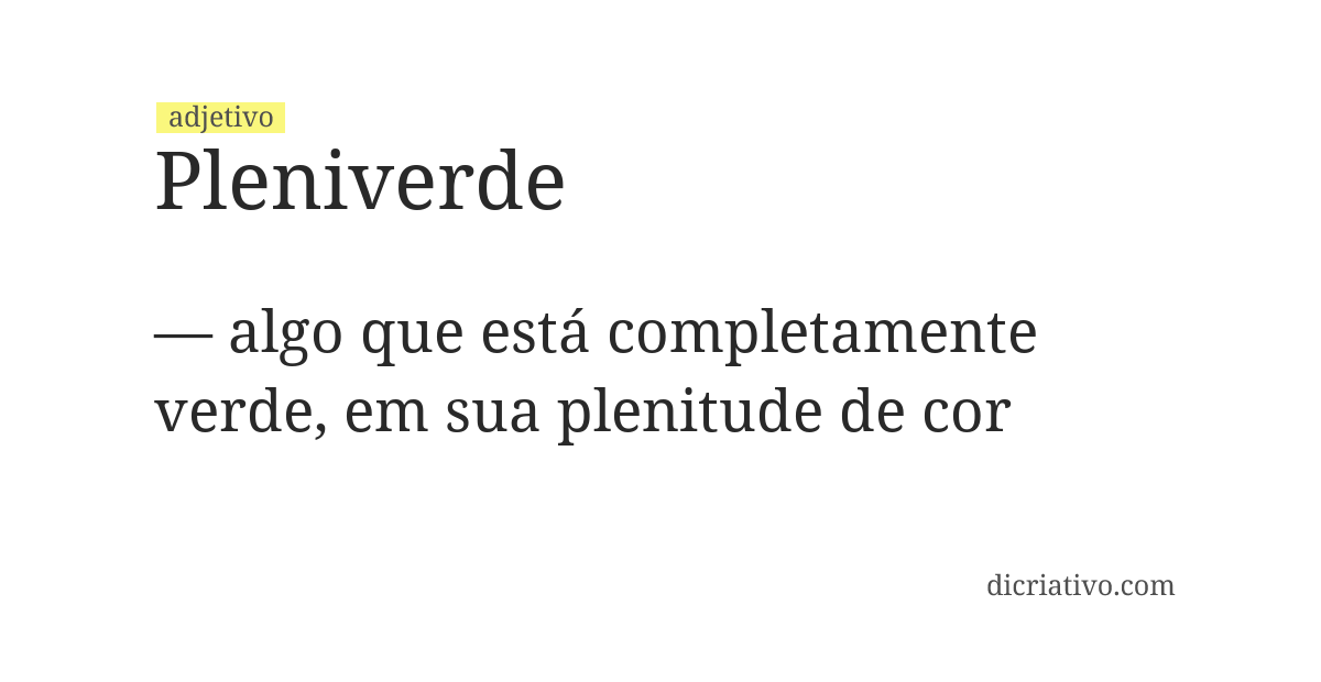 Significado de pleniverde
